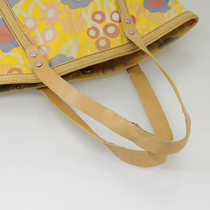 CHANEL High Summer Tote Bag Canvas Yellow Silver CC bs20423