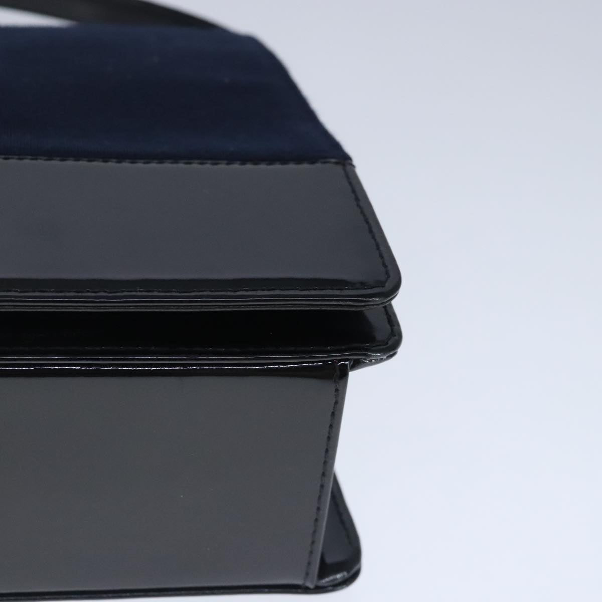 CHANEL Shoulder Bag Cotton Leather Navy Black CC bs20475