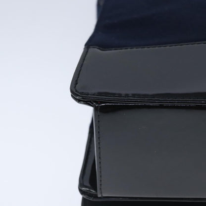 CHANEL Shoulder Bag Cotton Leather Navy Black CC bs20475