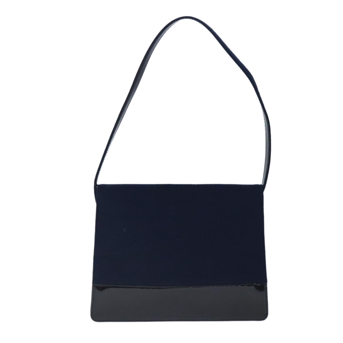 CHANEL Shoulder Bag Cotton Leather Navy Black CC bs20475