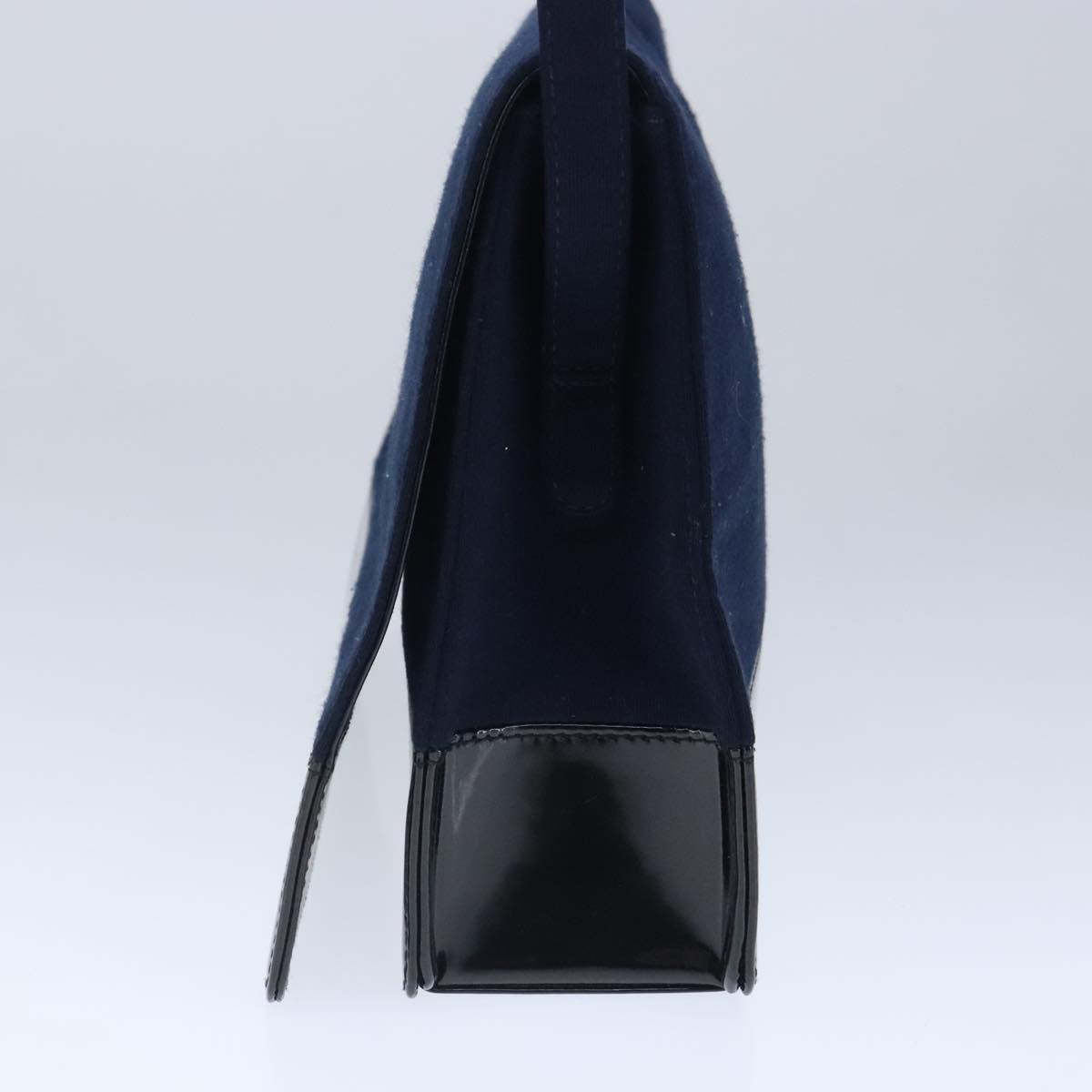 CHANEL Shoulder Bag Cotton Leather Navy Black CC bs20475