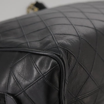 CHANEL Bicolore Chain Matelasse Shoulder Bag Lamb Skin Black CC bs20538