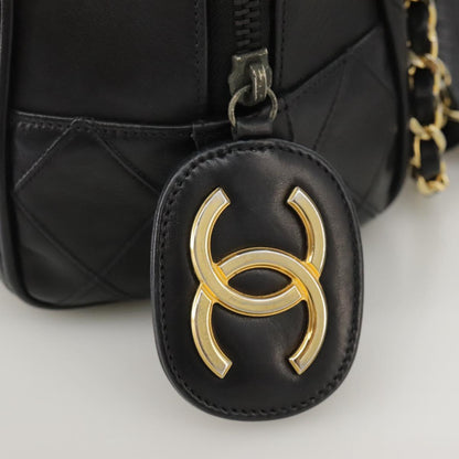 CHANEL Bicolore Chain Matelasse Shoulder Bag Lamb Skin Black CC bs20538
