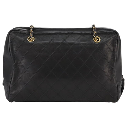 CHANEL Bicolore Chain Matelasse Shoulder Bag Lamb Skin Black CC bs20538