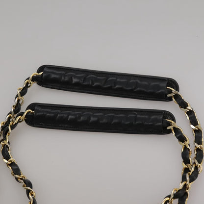 CHANEL Bicolore Chain Matelasse Shoulder Bag Lamb Skin Black CC bs20538