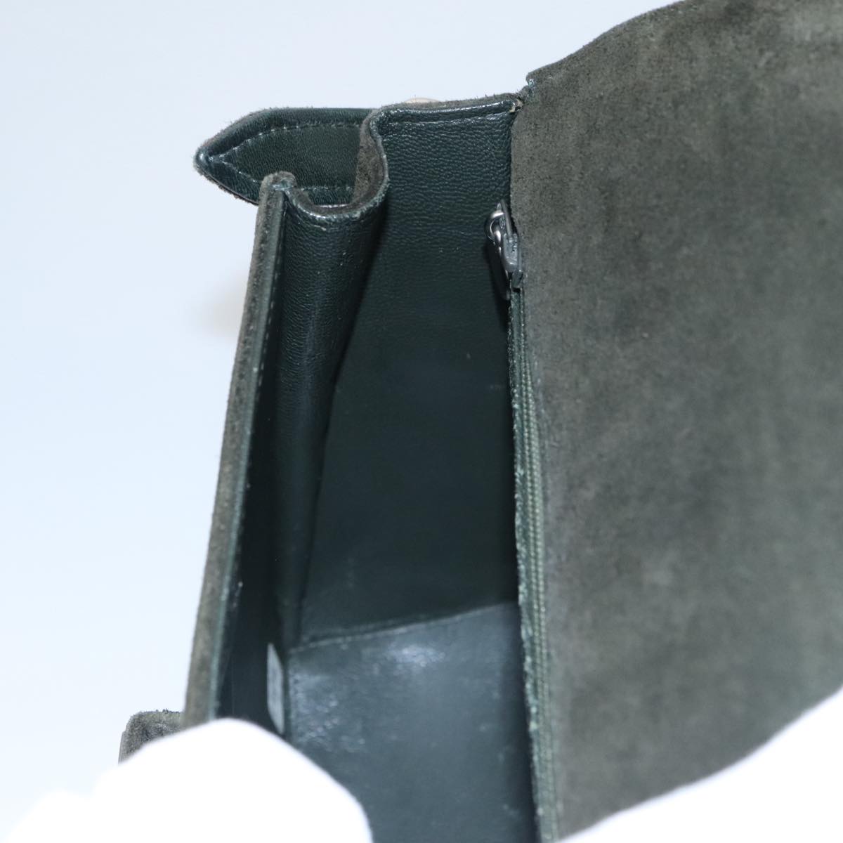 CHANEL Shoulder Bag Suede Khaki CC bs20614