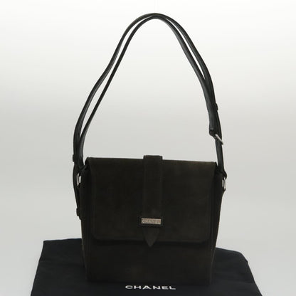 CHANEL Shoulder Bag Suede Khaki CC bs20614