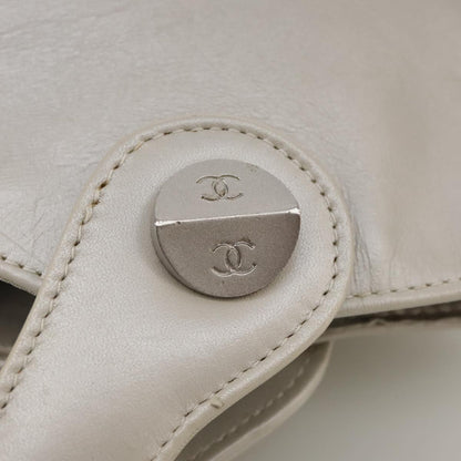 CHANEL Matelasse Hand Bag Leather Silver Light Gray Pearl CC bs20615