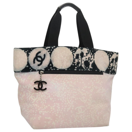 CHANEL High Summer Tote Bag Canvas Pink Silver CC bs20616