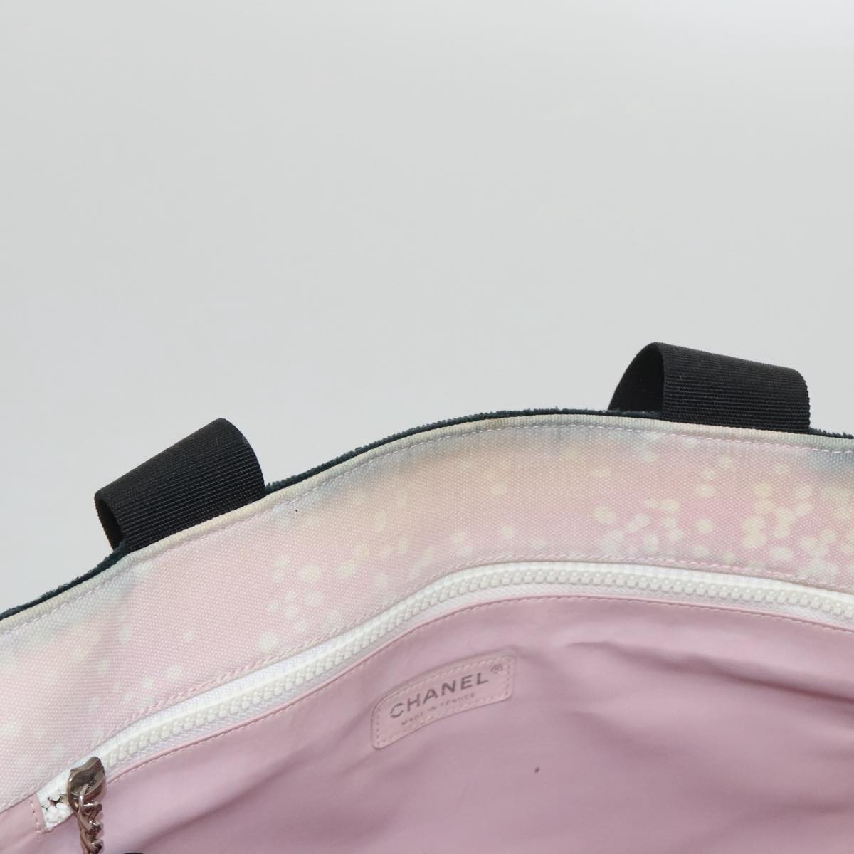 CHANEL High Summer Tote Bag Canvas Pink Silver CC bs20616