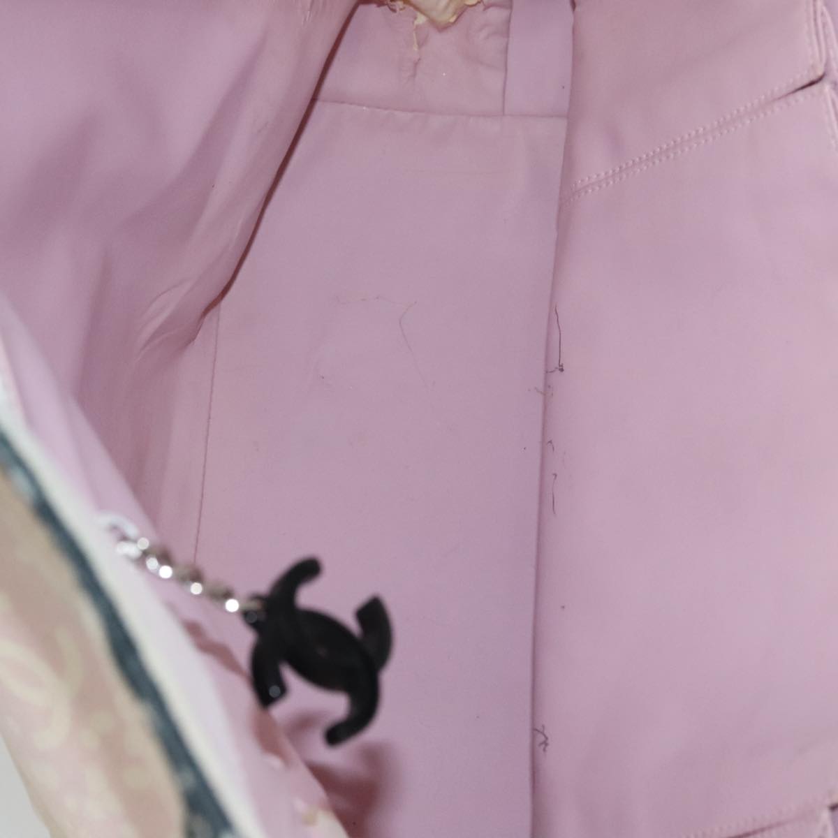 CHANEL High Summer Tote Bag Canvas Pink Silver CC bs20616