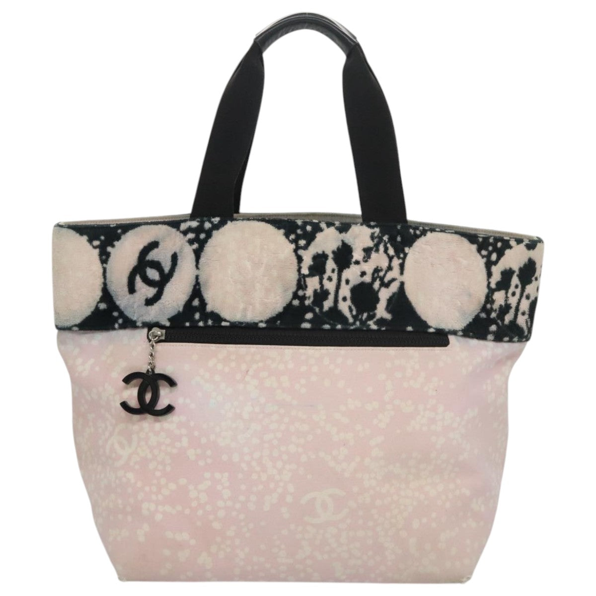 CHANEL High Summer Tote Bag Canvas Pink Silver CC bs20616