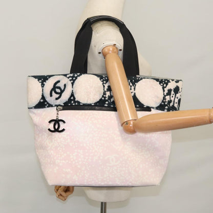 CHANEL High Summer Tote Bag Canvas Pink Silver CC bs20616