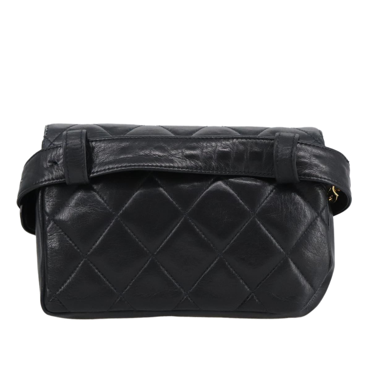 CHANEL Matelasse Chain Waist bag Lamb Skin Black Gold CC bs20727