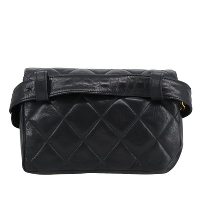 CHANEL Matelasse Chain Waist bag Lamb Skin Black Gold CC bs20727