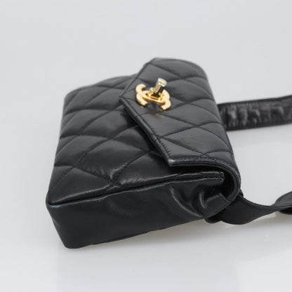 CHANEL Matelasse Chain Waist bag Lamb Skin Black Gold CC bs20727