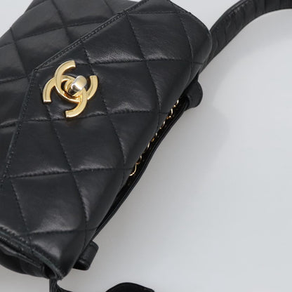 CHANEL Matelasse Chain Waist bag Lamb Skin Black Gold CC bs20727