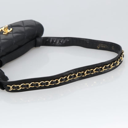 CHANEL Matelasse Chain Waist bag Lamb Skin Black Gold CC bs20727