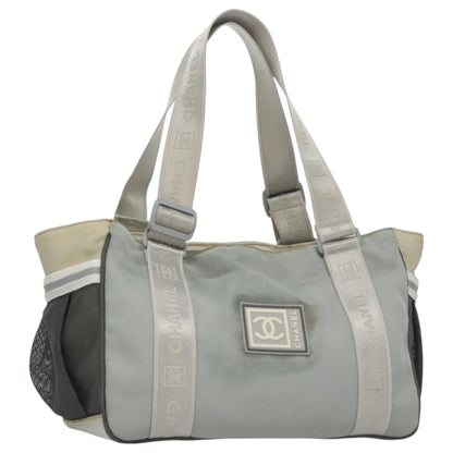 CHANEL Sports Tote Bag Nylon Light Gray CC bs20733