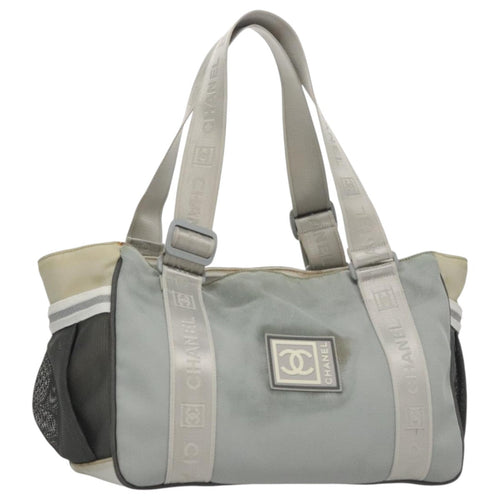 CHANEL Sports Tote Bag Nylon Light Gray CC bs20733