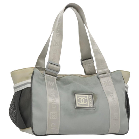 CHANEL Sports Tote Bag Nylon Light Gray CC bs20733