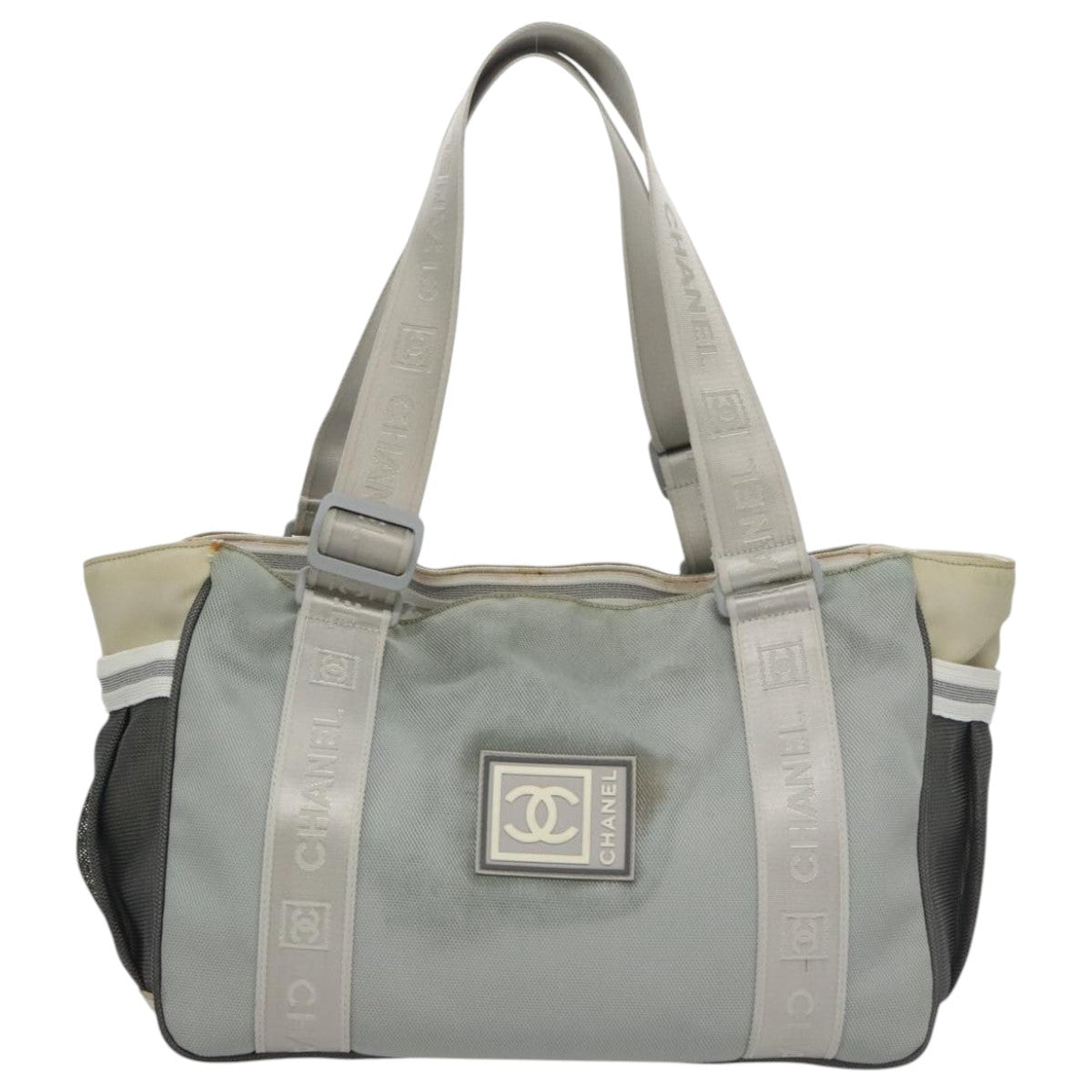 CHANEL Sports Tote Bag Nylon Light Gray CC bs20733