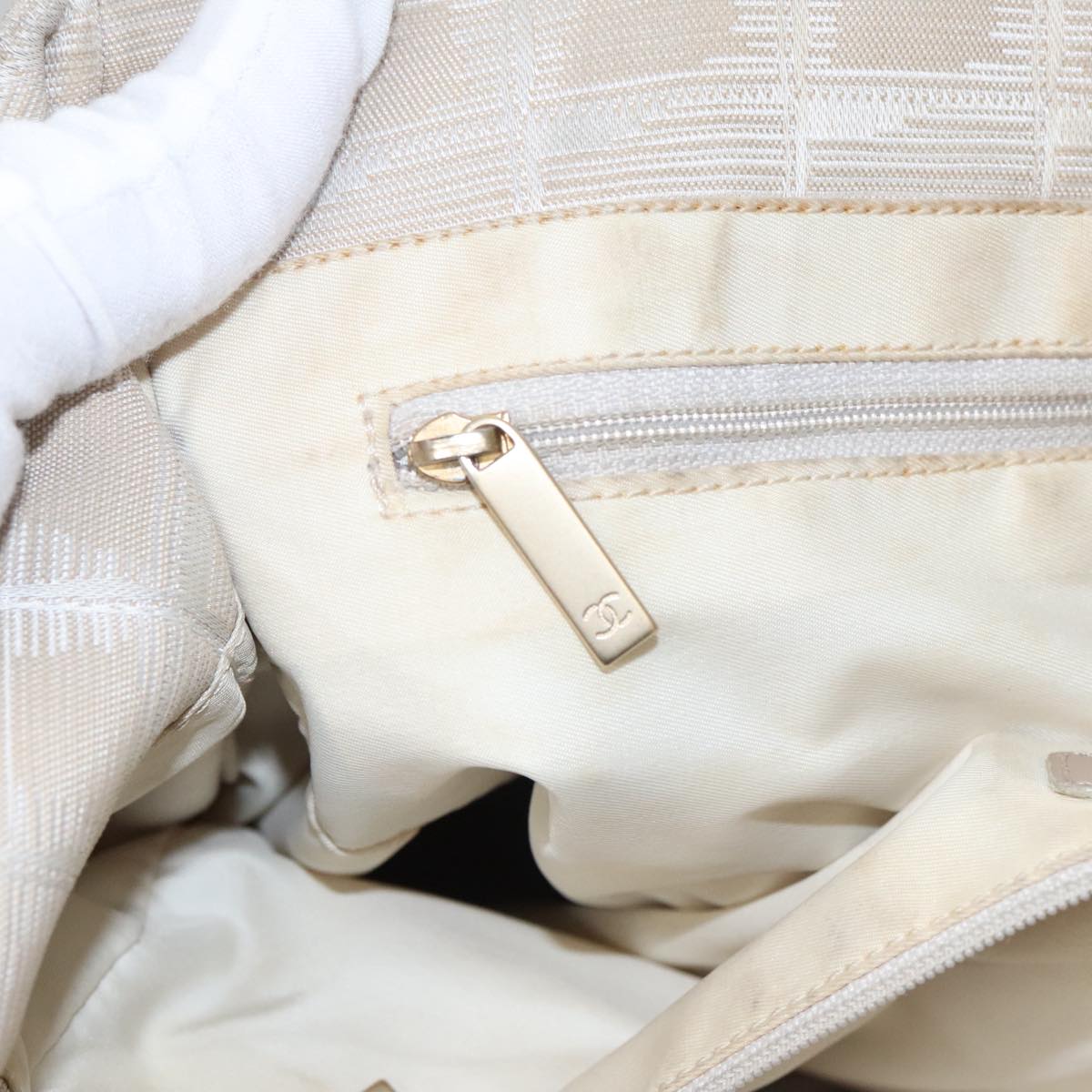 CHANEL New Travel line Tote Bag Nylon Beige CC bs20759