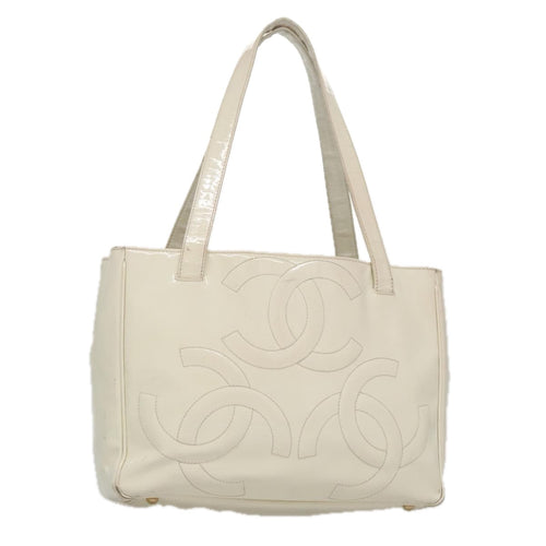 CHANEL Triple Coco Tote Bag Enamel White CC bs20805
