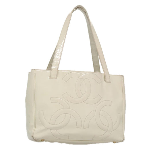 CHANEL Triple Coco Tote Bag Enamel White CC bs20805