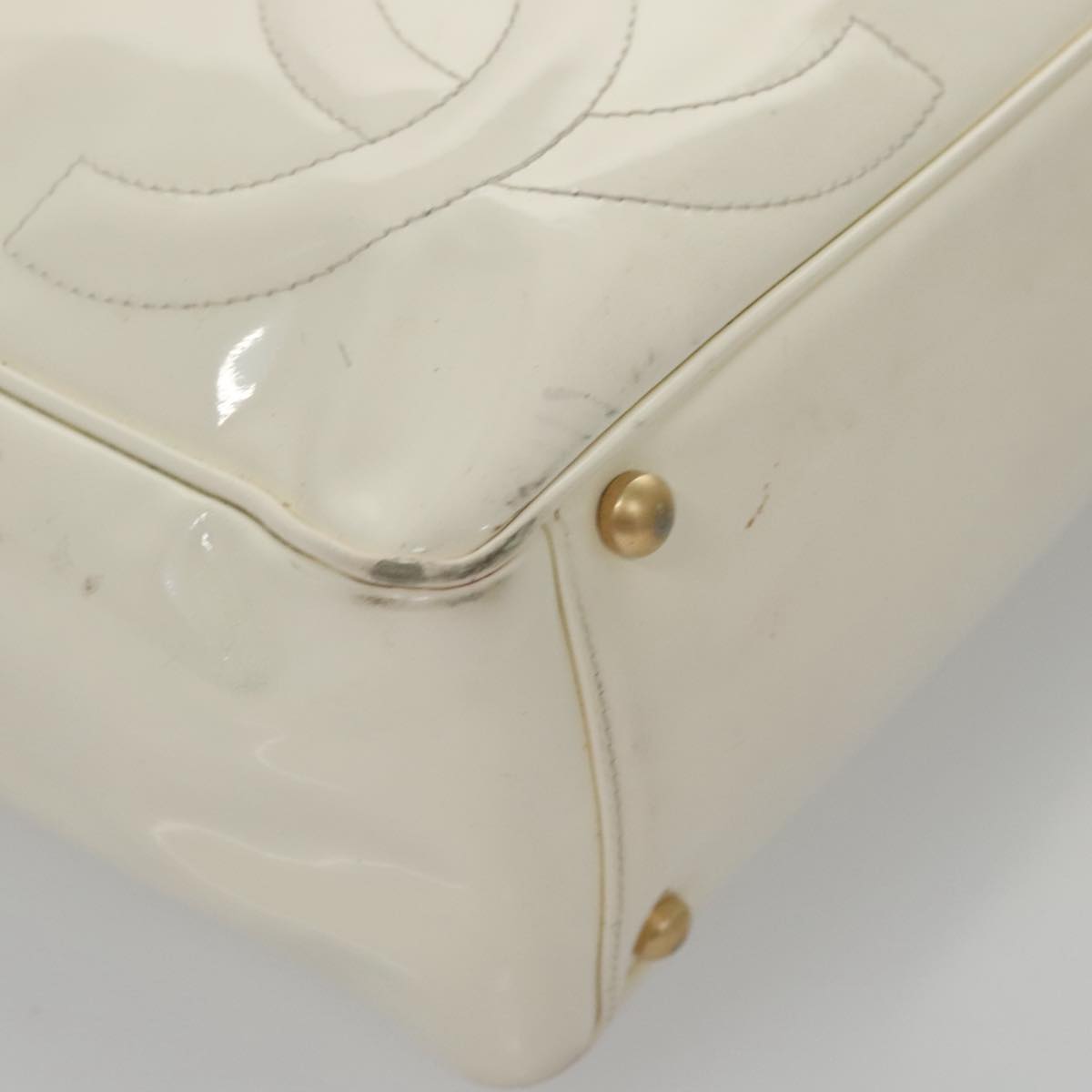 CHANEL Triple Coco Tote Bag Enamel White CC bs20805
