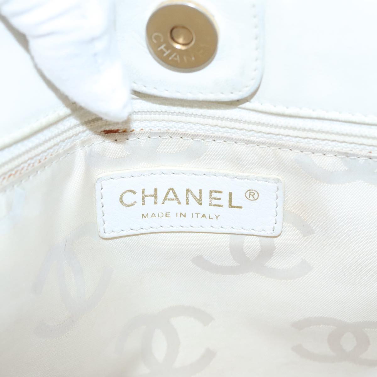 CHANEL Triple Coco Tote Bag Enamel White CC bs20805