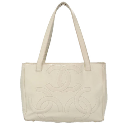 CHANEL Triple Coco Tote Bag Enamel White CC bs20805