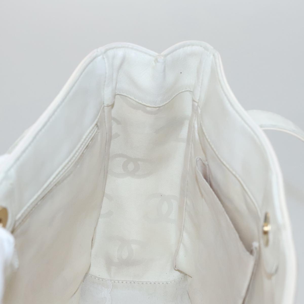 CHANEL Triple Coco Tote Bag Enamel White CC bs20805