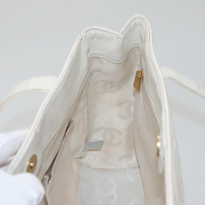 CHANEL Triple Coco Tote Bag Enamel White CC bs20805