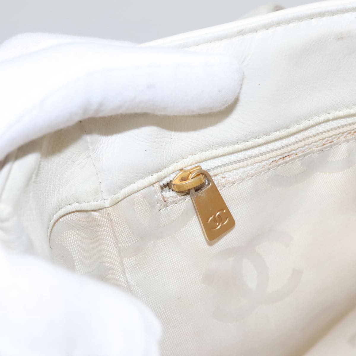 CHANEL Triple Coco Tote Bag Enamel White CC bs20805