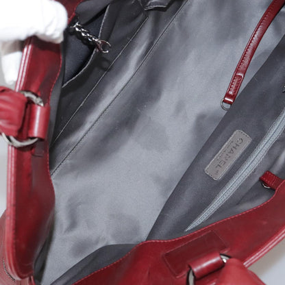 CHANEL COCO Mark Hand Bag Leather Red Silver CC bs20904