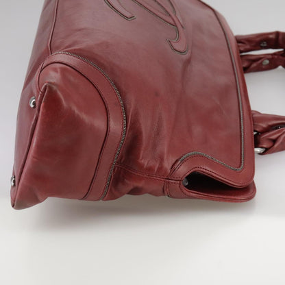 CHANEL COCO Mark Hand Bag Leather Red Silver CC bs20904