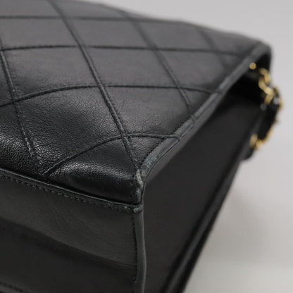 CHANEL Bicolore Chain Matelasse Bag Lamb Skin Black Gold CC bs20905