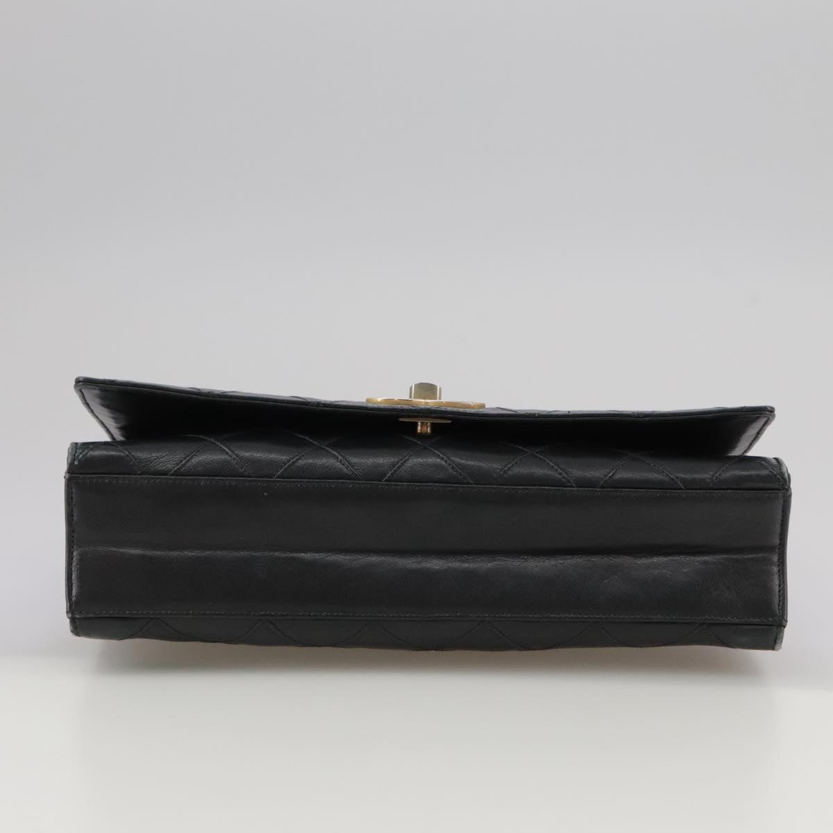CHANEL Bicolore Chain Matelasse Bag Lamb Skin Black Gold CC bs20905