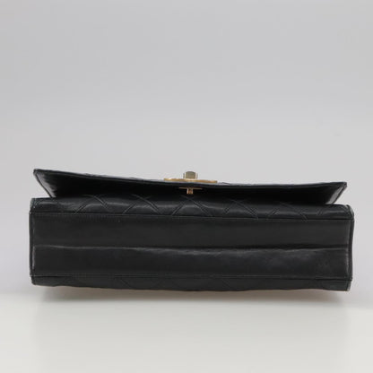 CHANEL Bicolore Chain Matelasse Bag Lamb Skin Black Gold CC bs20905