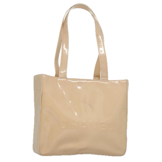 CHANEL Tote Bag Enamel Beige Gold CC bs20922