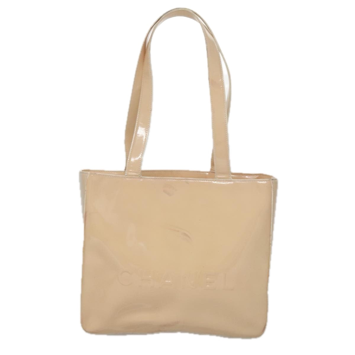 CHANEL Tote Bag Enamel Beige Gold CC bs20922