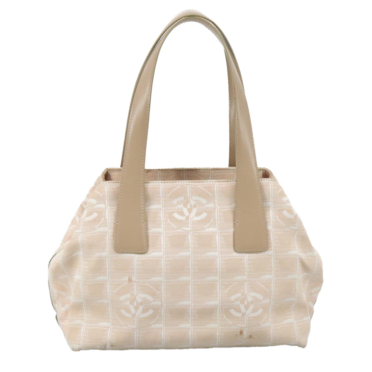 CHANEL New Travel Line Hand Bag Nylon Leather Beige Gold CC bs20923