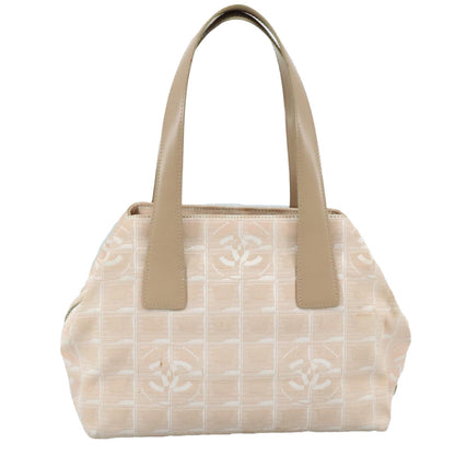 CHANEL New Travel Line Hand Bag Nylon Leather Beige Gold CC bs20923