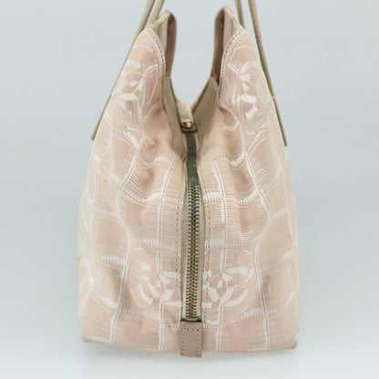 CHANEL New Travel Line Hand Bag Nylon Leather Beige Gold CC bs20923