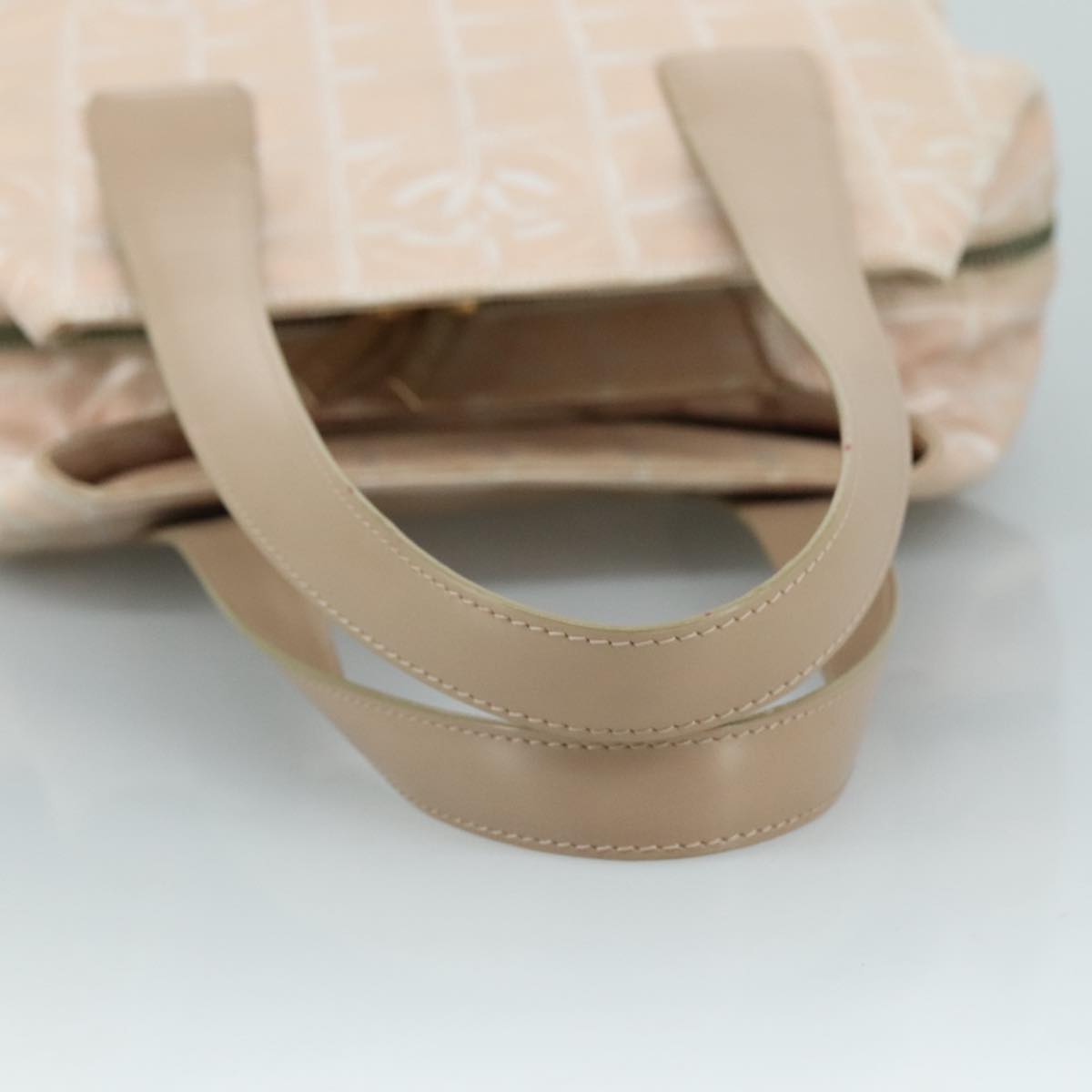 CHANEL New Travel Line Hand Bag Nylon Leather Beige Gold CC bs20923