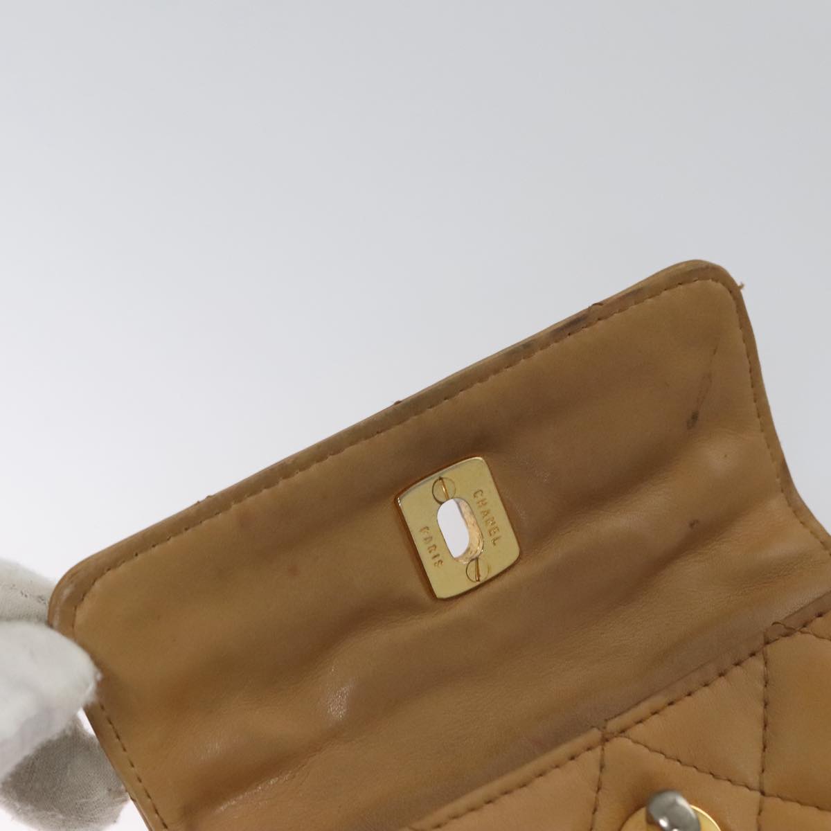 CHANEL Matelasse Waist bag Leather Beige CC bs20969