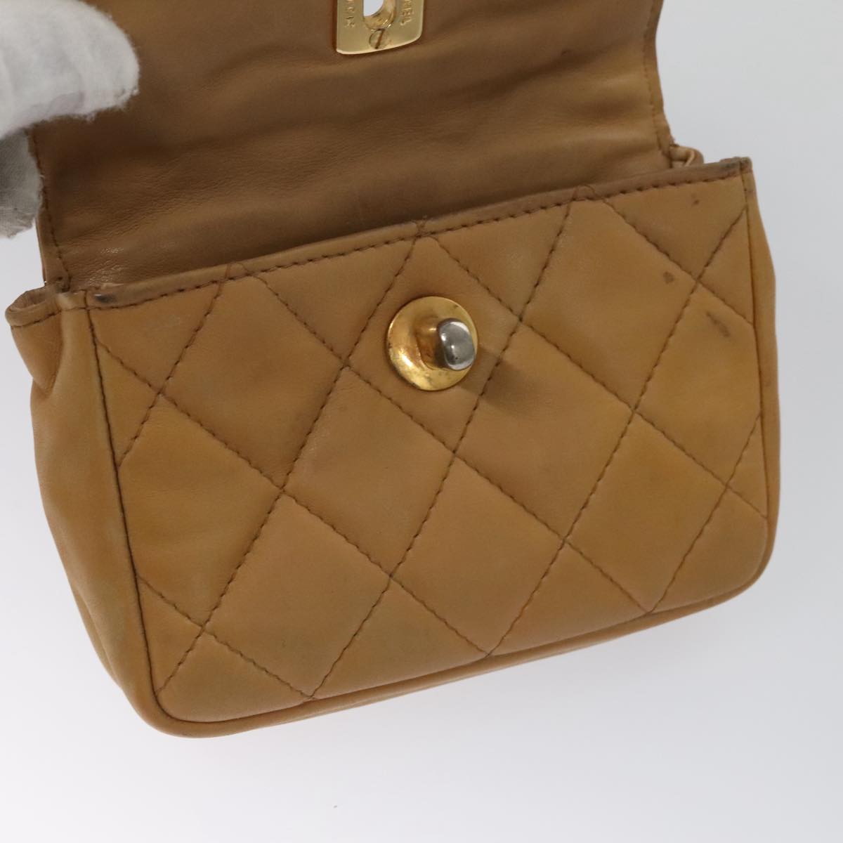 CHANEL Matelasse Waist bag Leather Beige CC bs20969