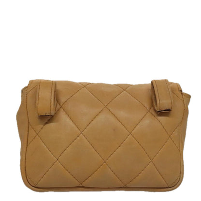 CHANEL Matelasse Waist bag Leather Beige CC bs20969