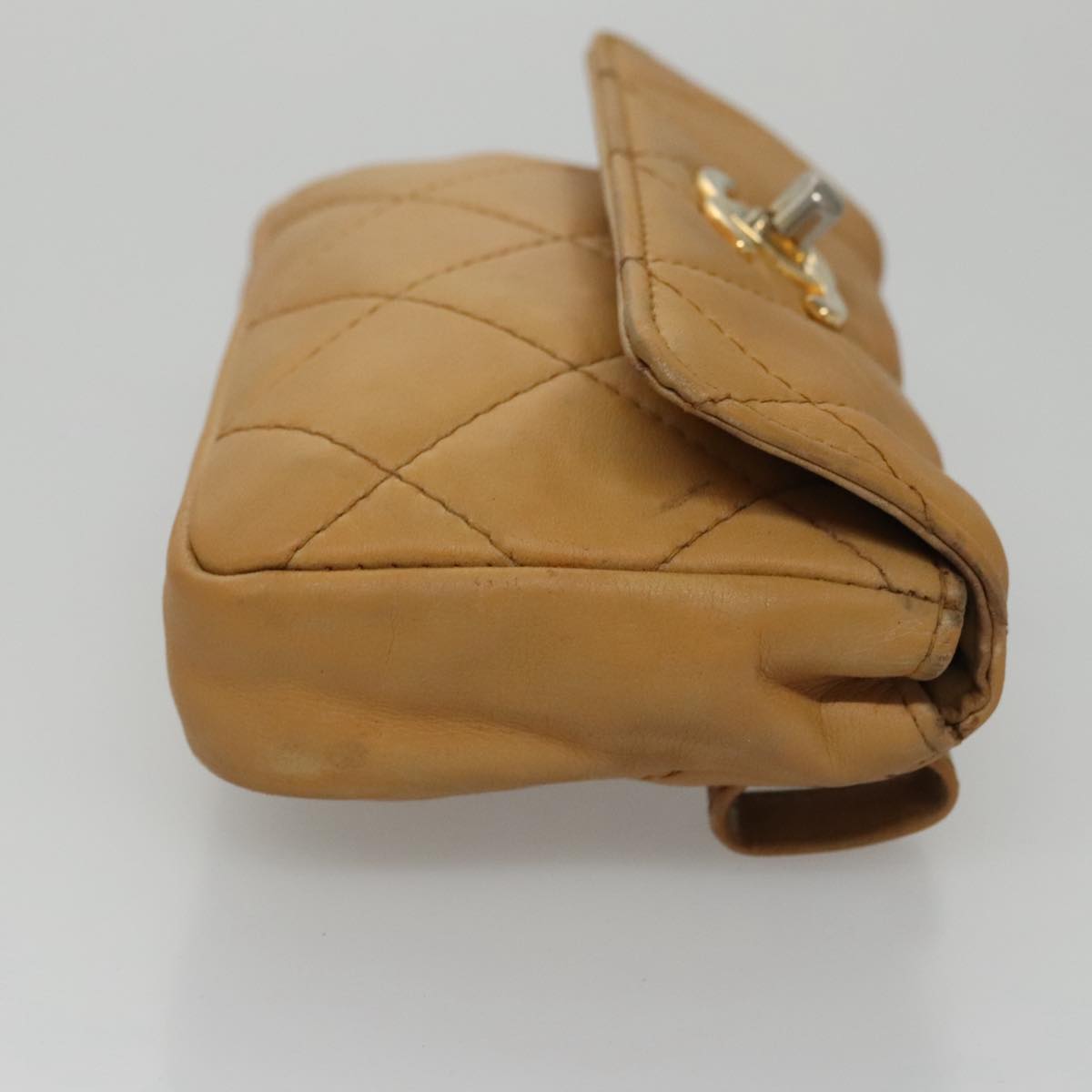 CHANEL Matelasse Waist bag Leather Beige CC bs20969
